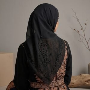 Foulard Arabesque Perlée - Modèle Baroque Noir