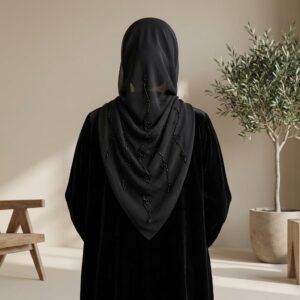 Foulard Mousseline de Soie Noire Perlée - Artistique