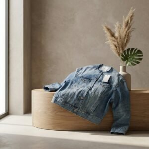 Pull&Bear - Veste camionneur en jean à encolure ronde - Bleu moyen