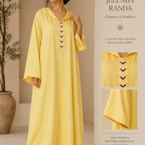 Jellaba Randa Jaune — Élégance Artisanale Marocaine